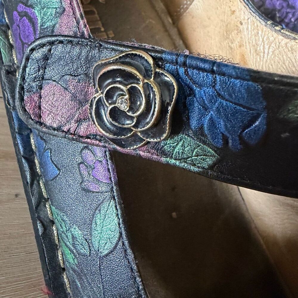 Alegria Paloma Mary Jane Black Leather Flats Sz 40/W 9 Rocker Outsole Whimsygoth - Picture 7 of 9
